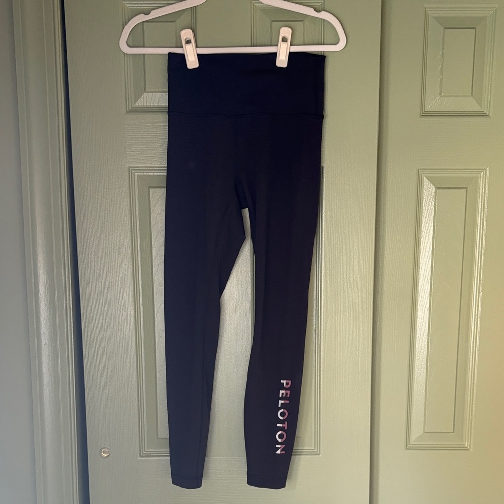 lululemon athletica Black Leggings with Pink Peloton Detail